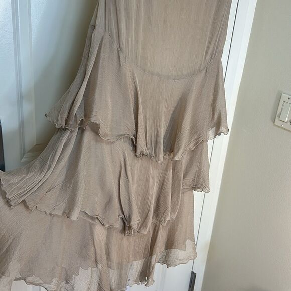 Ralph Lauren - Black Label Silk Ruffle Tiered Midi Skirt - Size 6, Light Brown - Picture 7 of 15